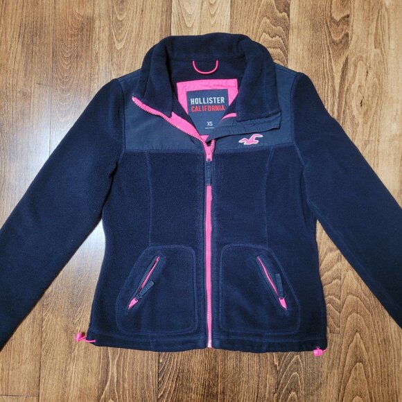 Hollister Fleece Zip Up Sweater/Jacket (XS) - Navy Blue - Picture 4 of 4